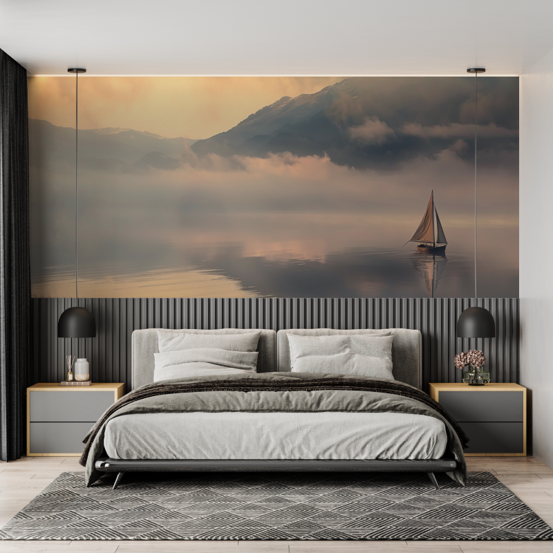 Papier peint lac annecy navigation mural adulte