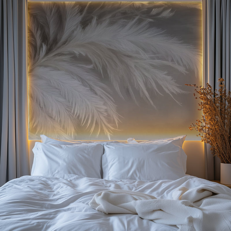 Beige white feathermural wallpaper chambre premium