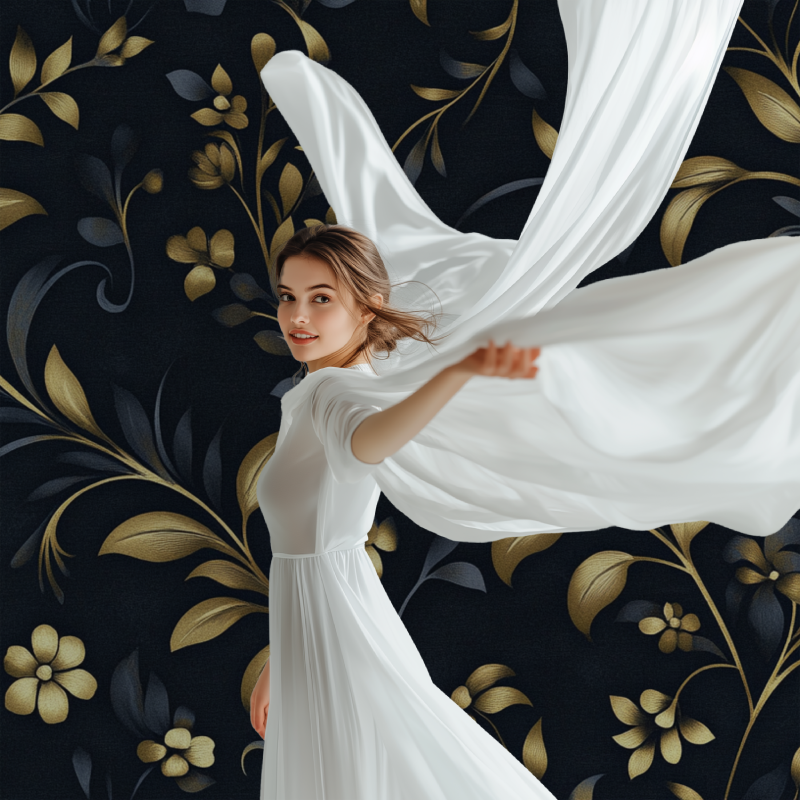 Papier peint fleurs vintage fonce modele