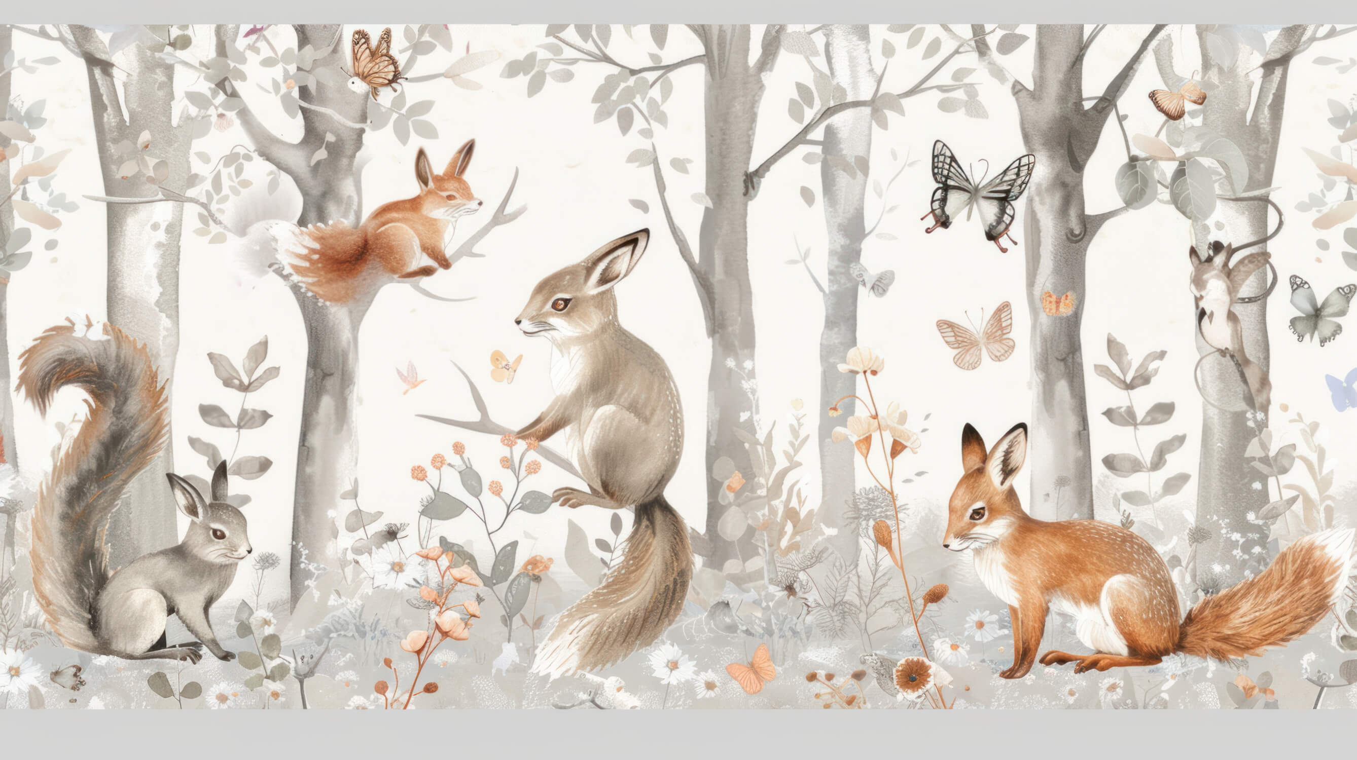 Papier Peint Tapisserie Renard Forêt