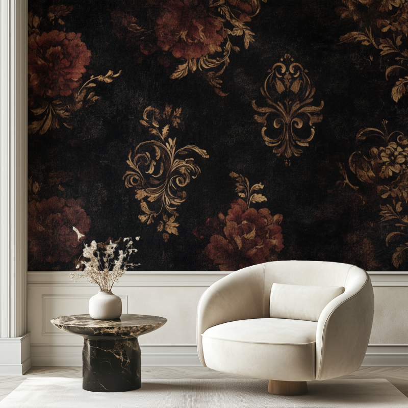 Papier peint vintage gothique chaise tendance