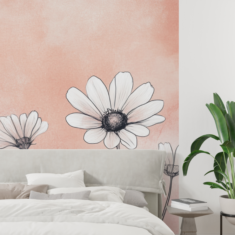 Papier peint marguerites tendance tapisserie tendance