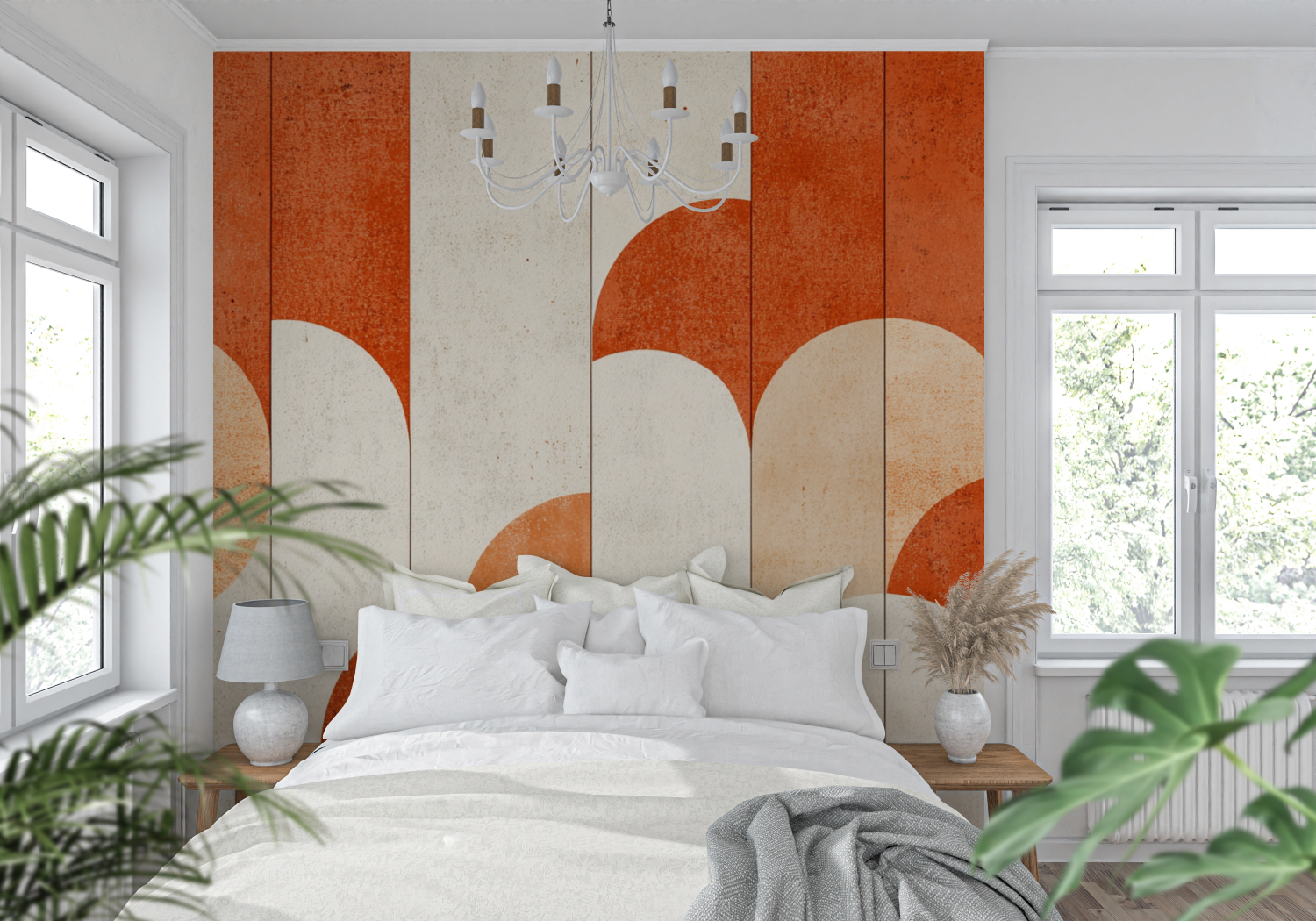 Papier peint terracotta esprit scandinave tendance mur