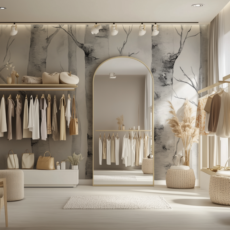 Papier peint arbre bouleau dressing