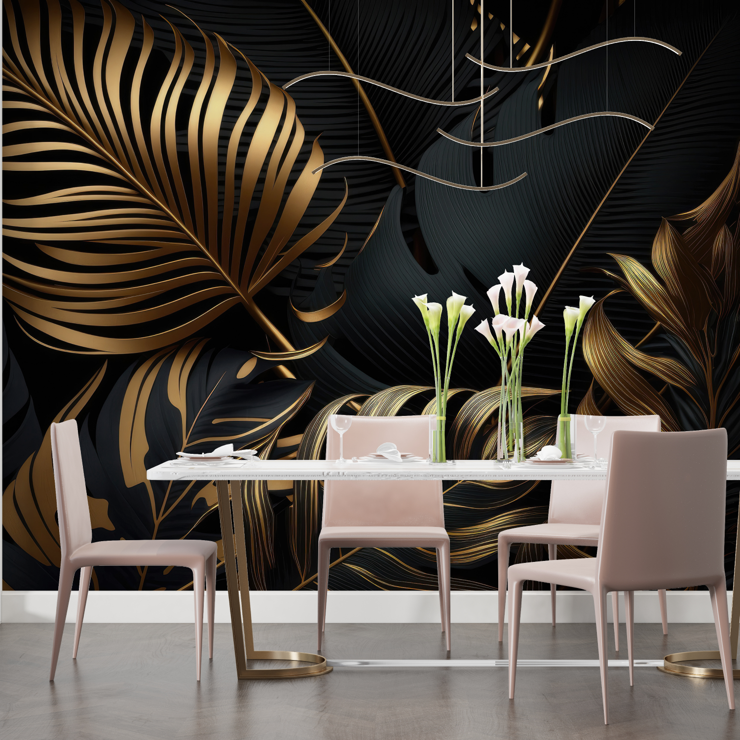 Papier Peint Noir Et Or Art - chambre adulte