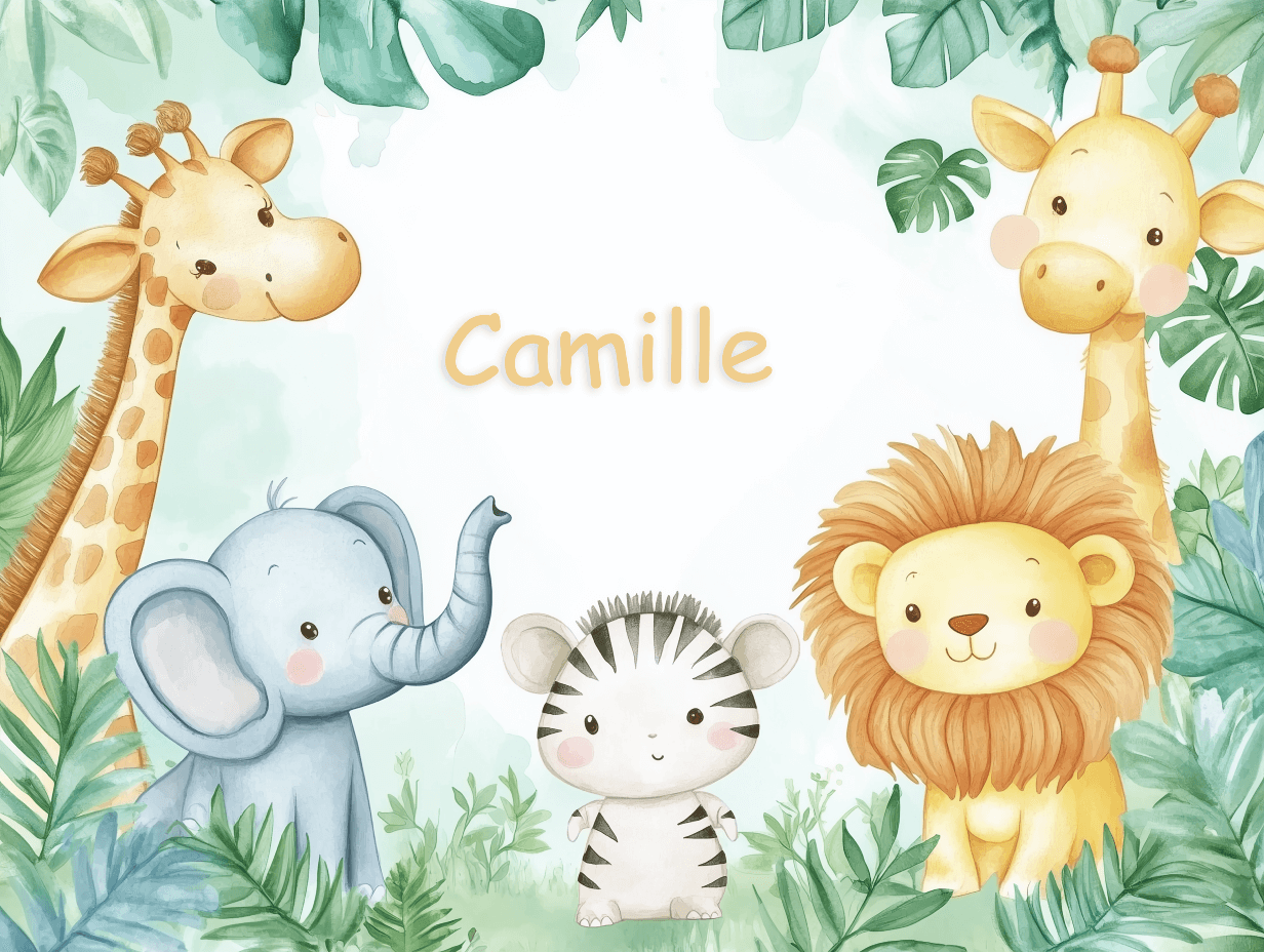 Papier Peint Prénom Animaux Aquarelle