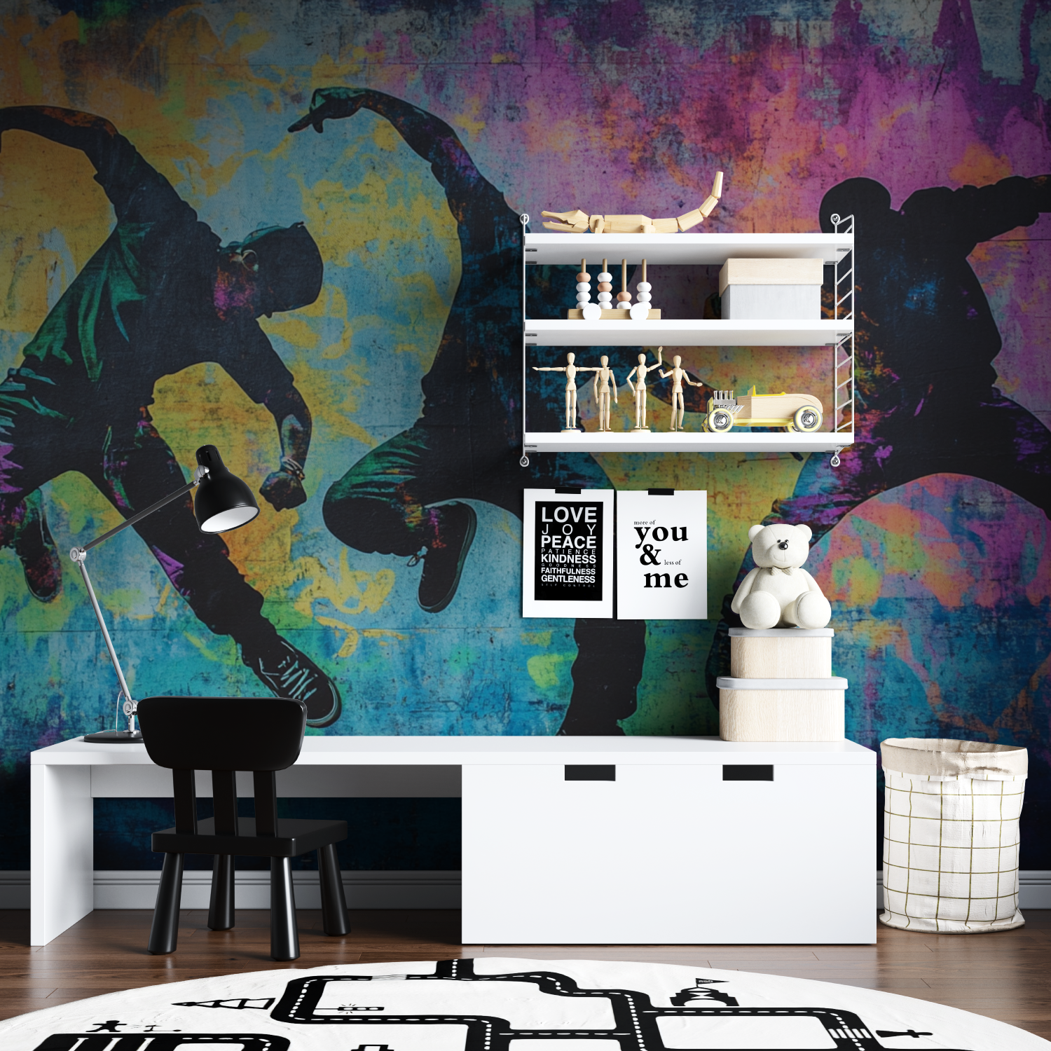 Papier peint hip hop trio tapisserie garcon