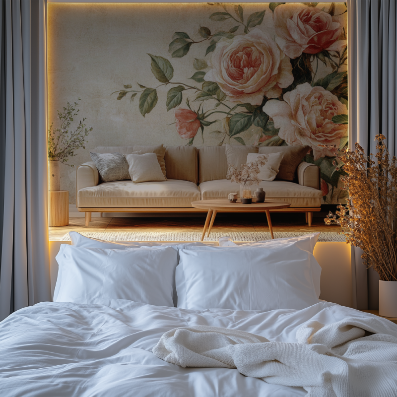 Papiers peints fleurs vintage chambre premium