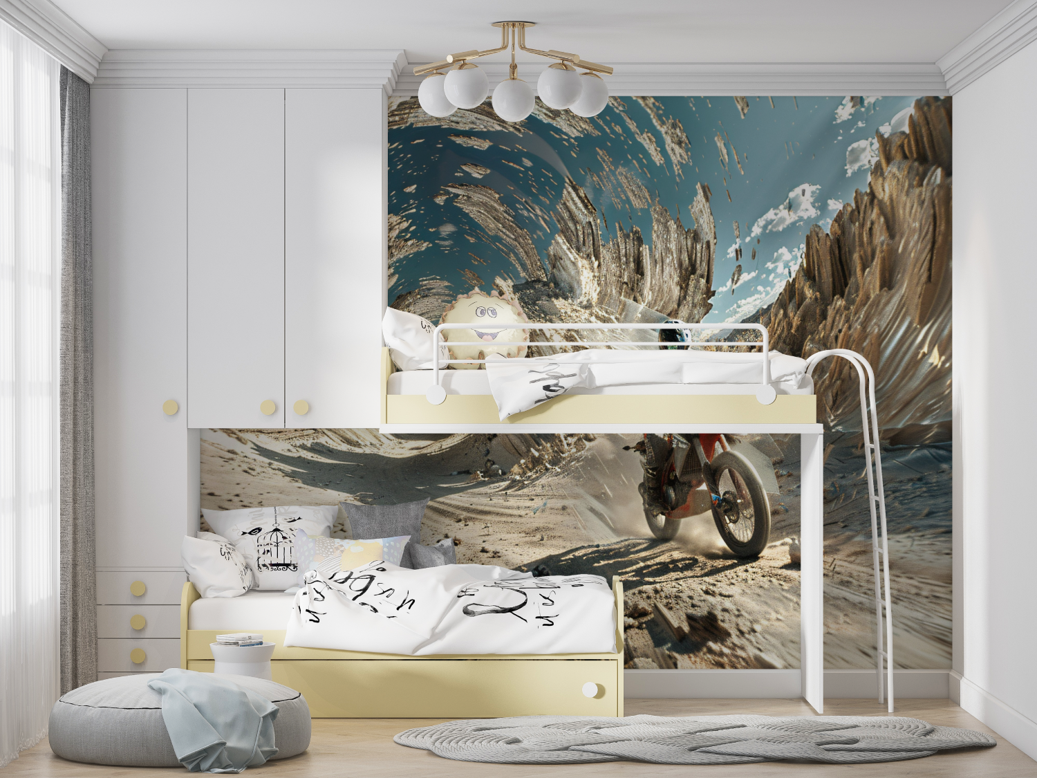 Papier peint moto cross trompe l oeil manga hero