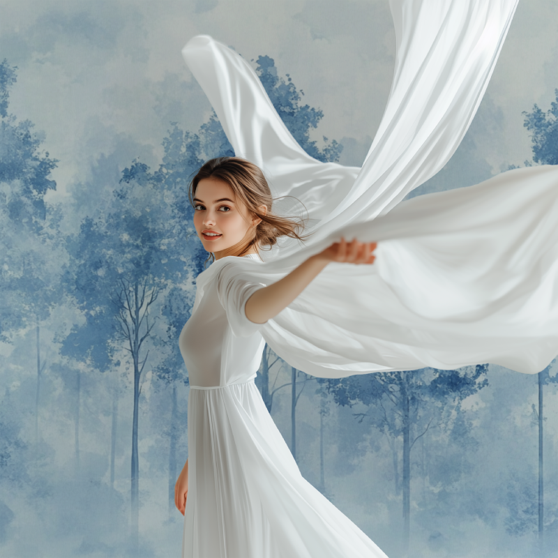 Papier peint arbre balc bleu modele