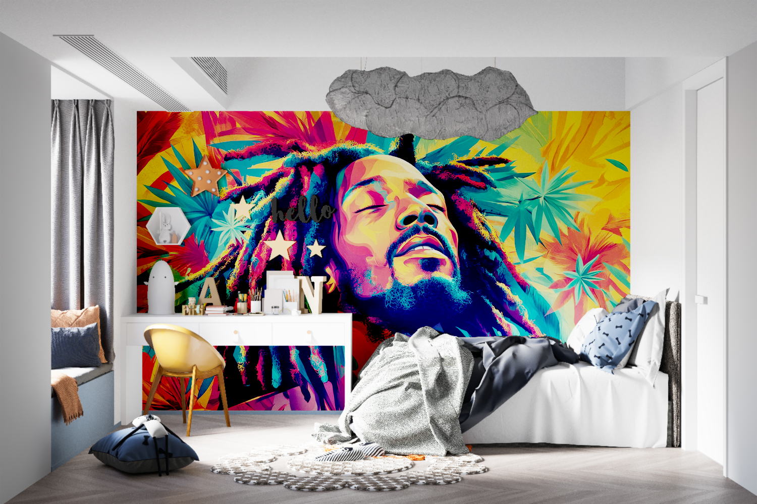 Papier peint reggae bob marley tapisseries murale