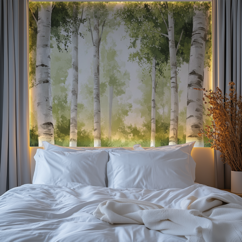 Papier peint arbre foret de bouleau chambre premium
