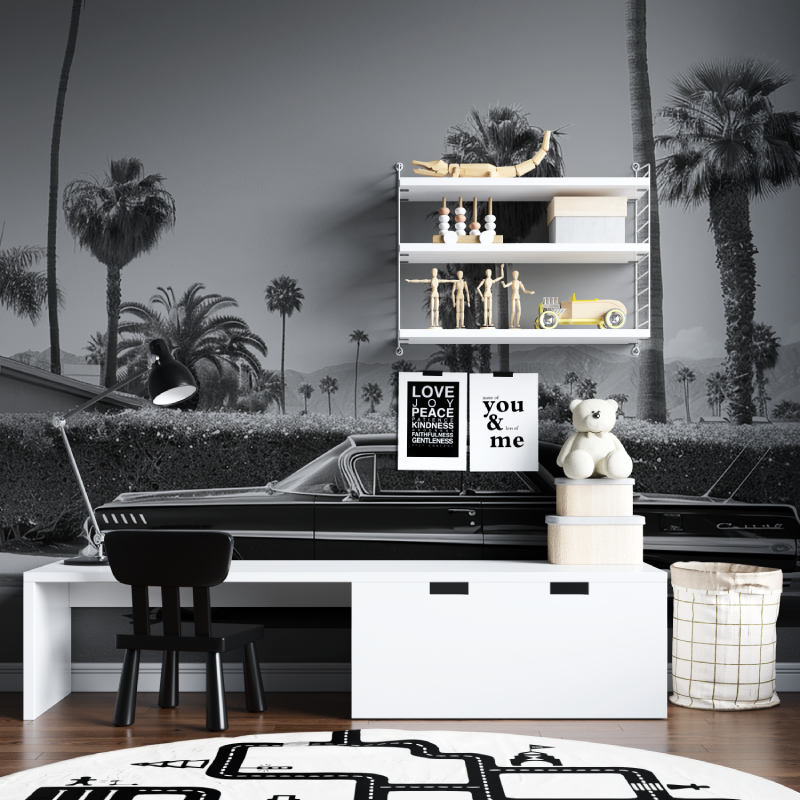 Papier peint noir et blanc voit...mi tapisserie chambre ados