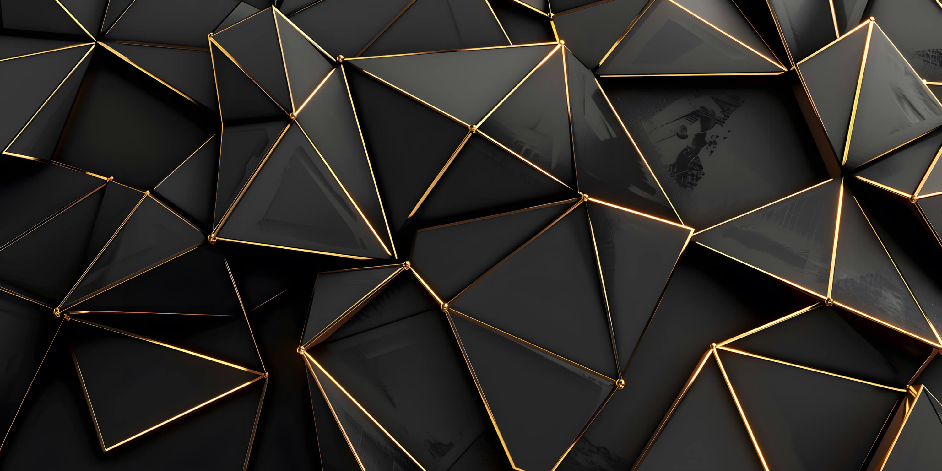 Papier Peint Noir Triangle Doré