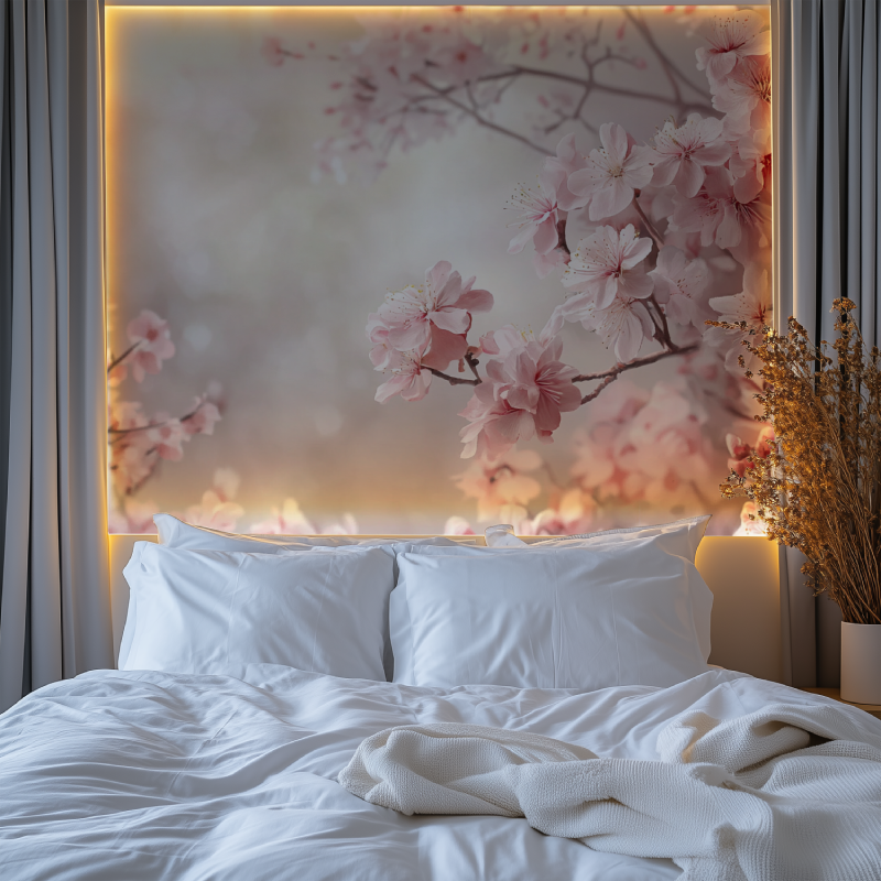 Papier peint arbre fleuri chambre premium