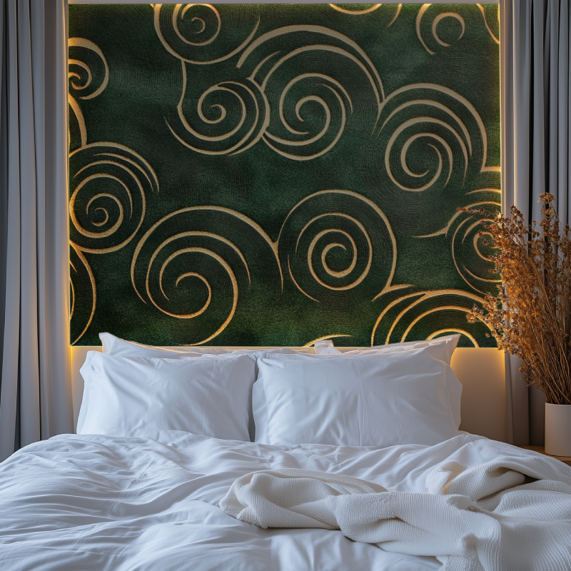 Papier peint vintage vert kaki chambre tendanc