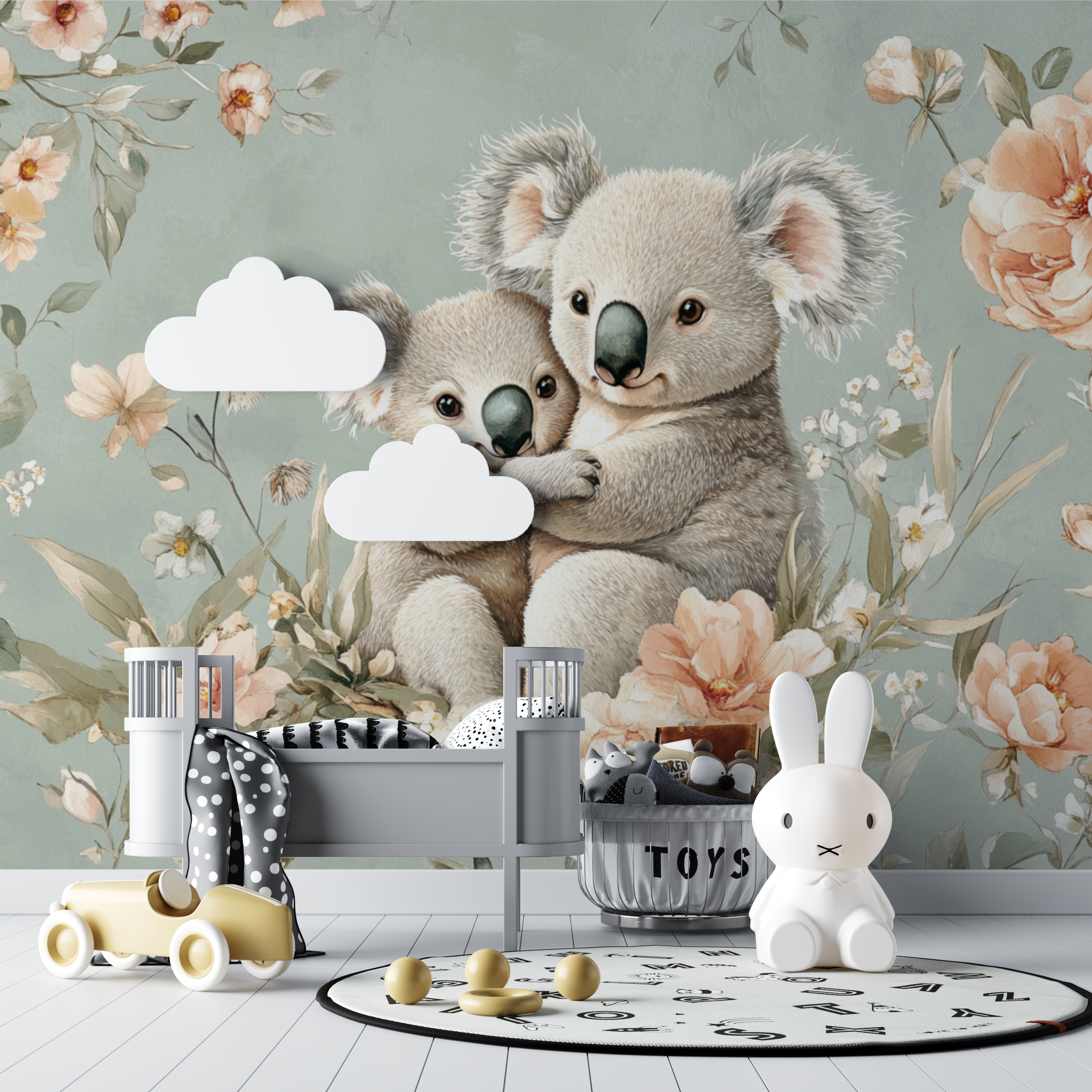 Papier peint koala en velours pastel bebe tipi