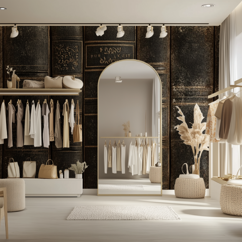 Papier peint vintage trompe loeil dressing