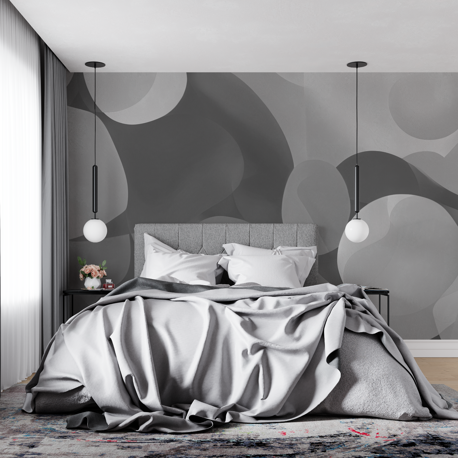 Papier Peint Gris Graphique - tapisserie pano