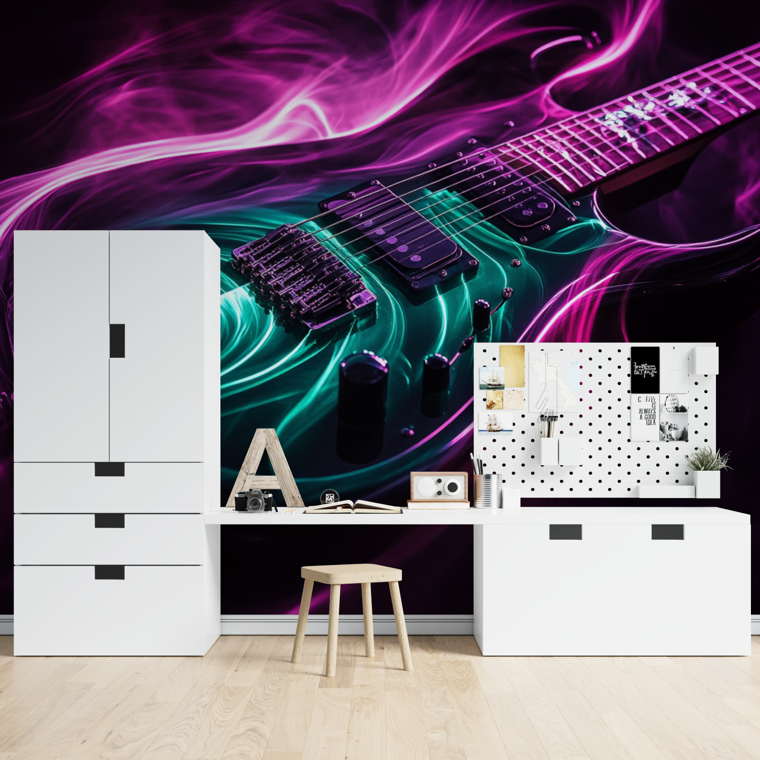 Papier peint guitare emeraude tapisserie spiderman