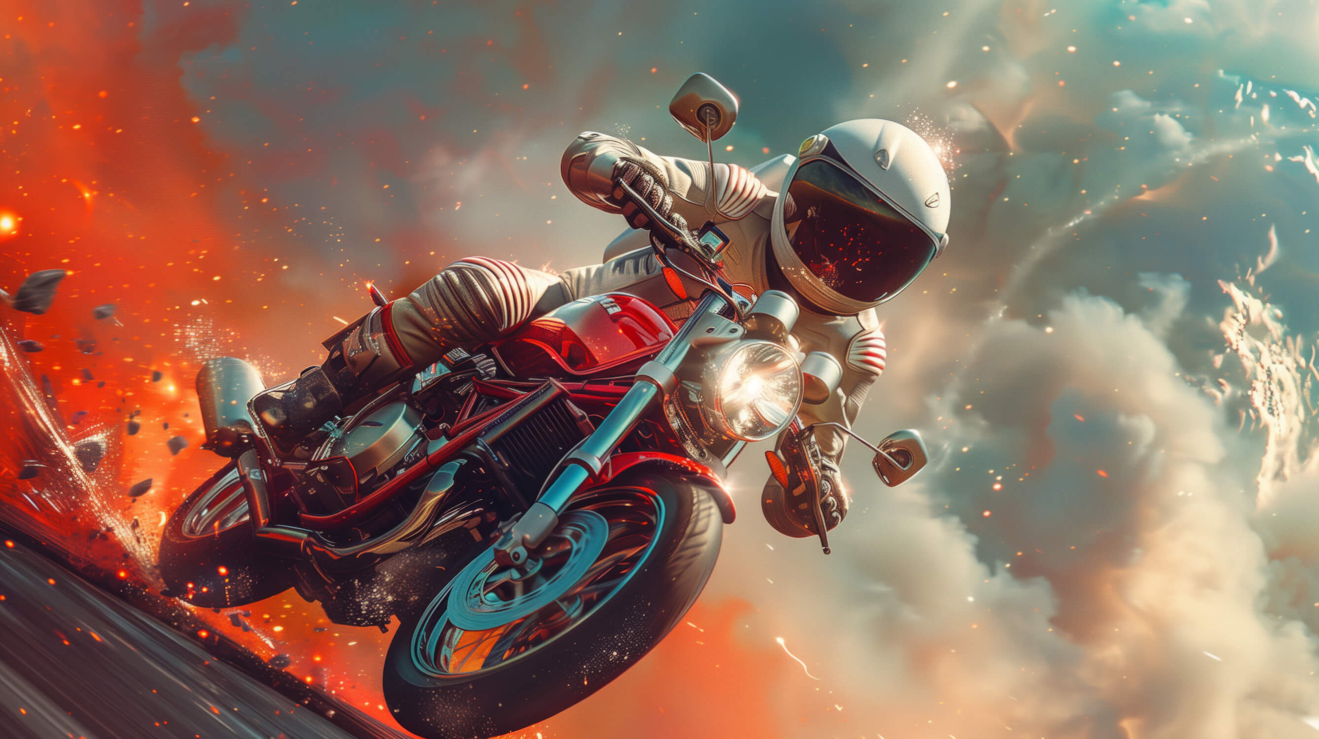 Papier peint garçon astronaute moto