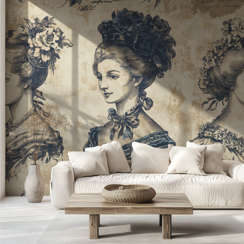 Papier peint vintage portrait canape tendance