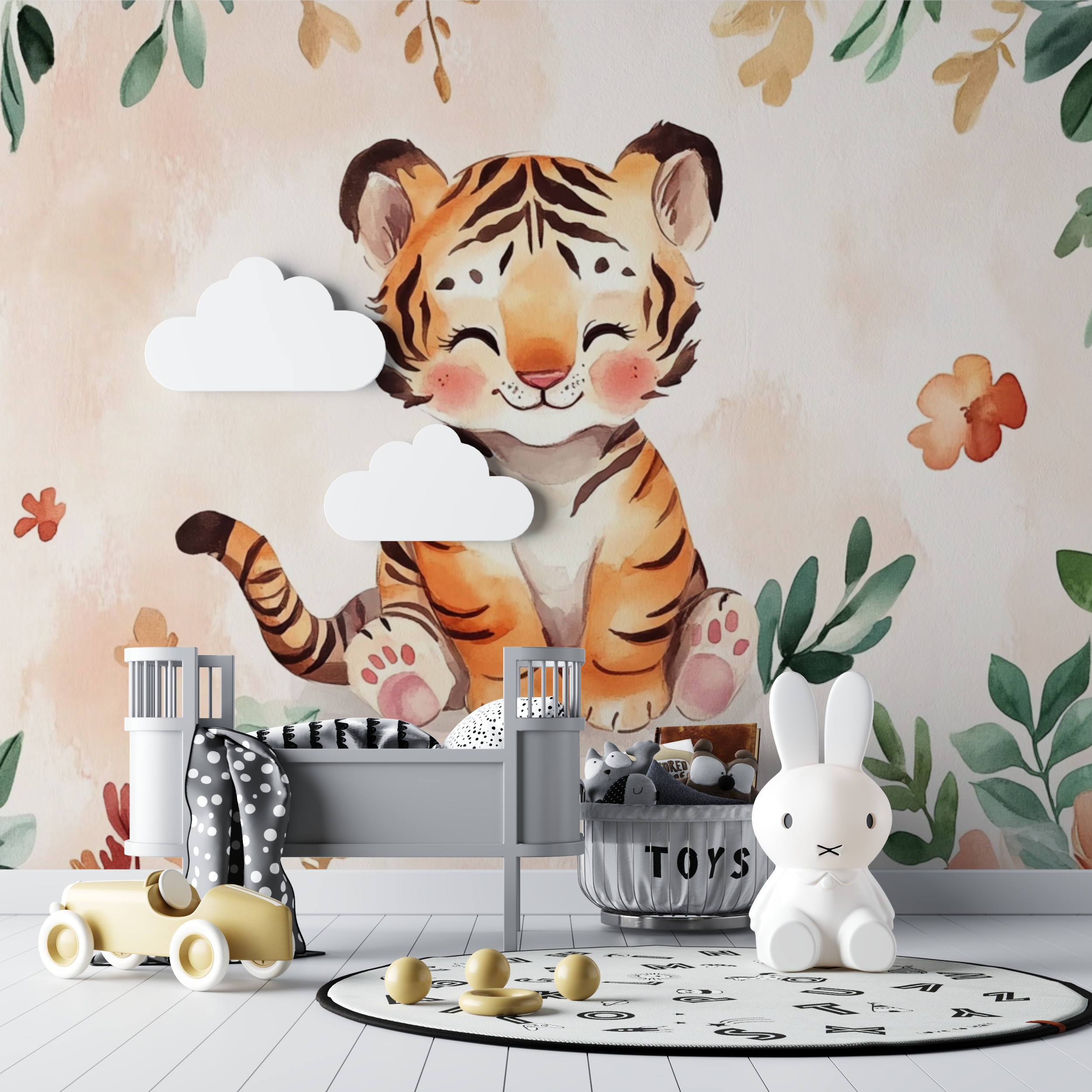 Papier peint tigre bebe aquarelle bebe tipi