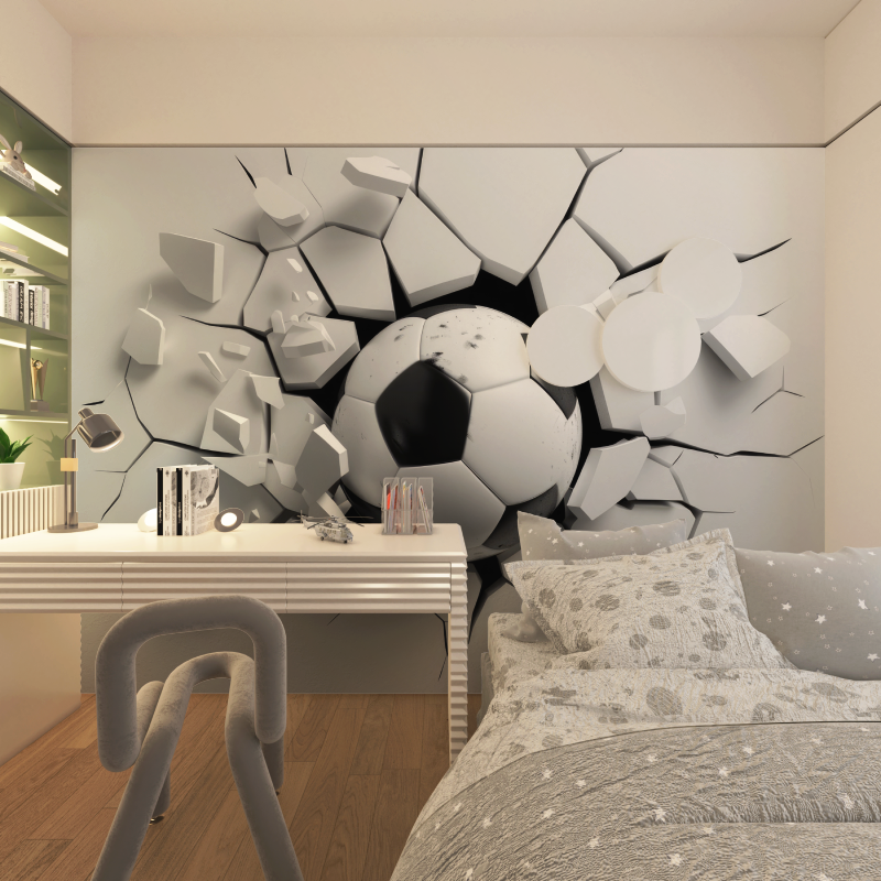 Papier peint tapisserie 3d foot chambre adolescents