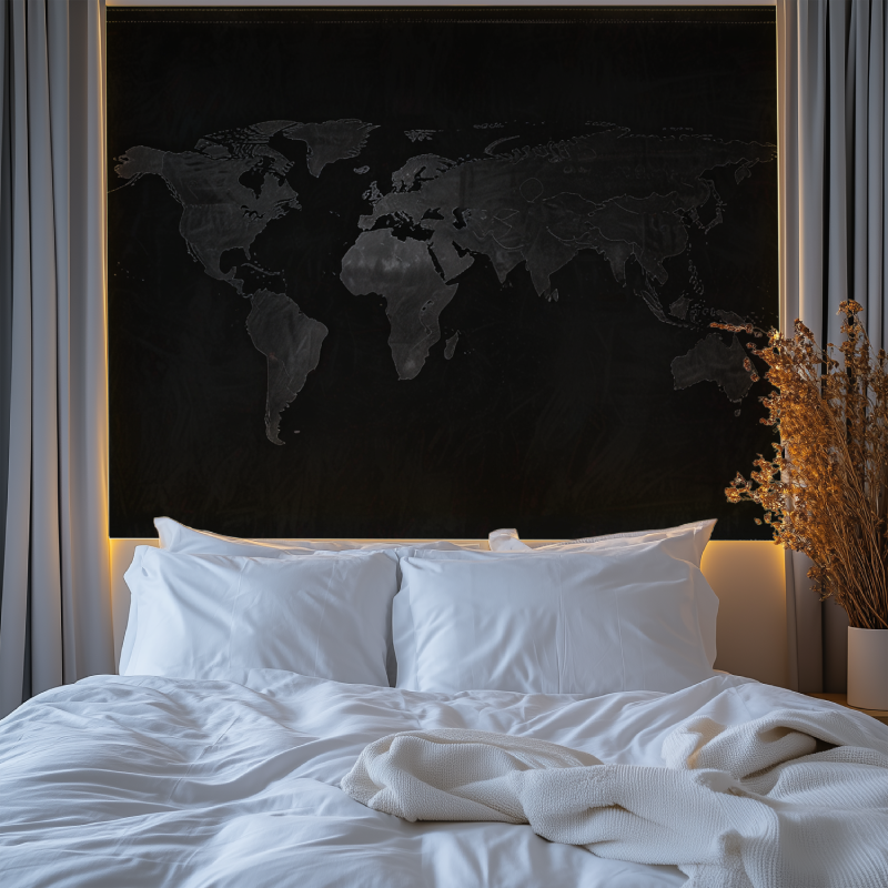 Papier peint carte du monde noir chambre premium