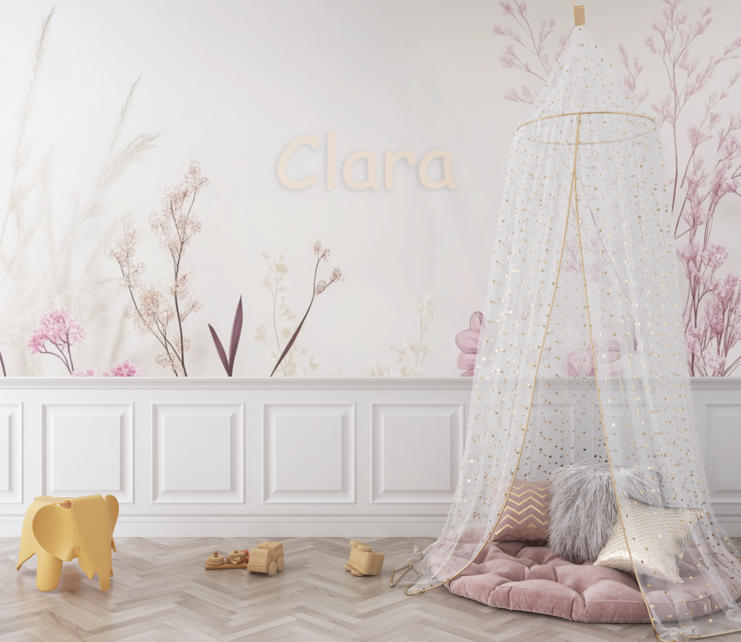 Papier peint prenom feuillage fille bebe