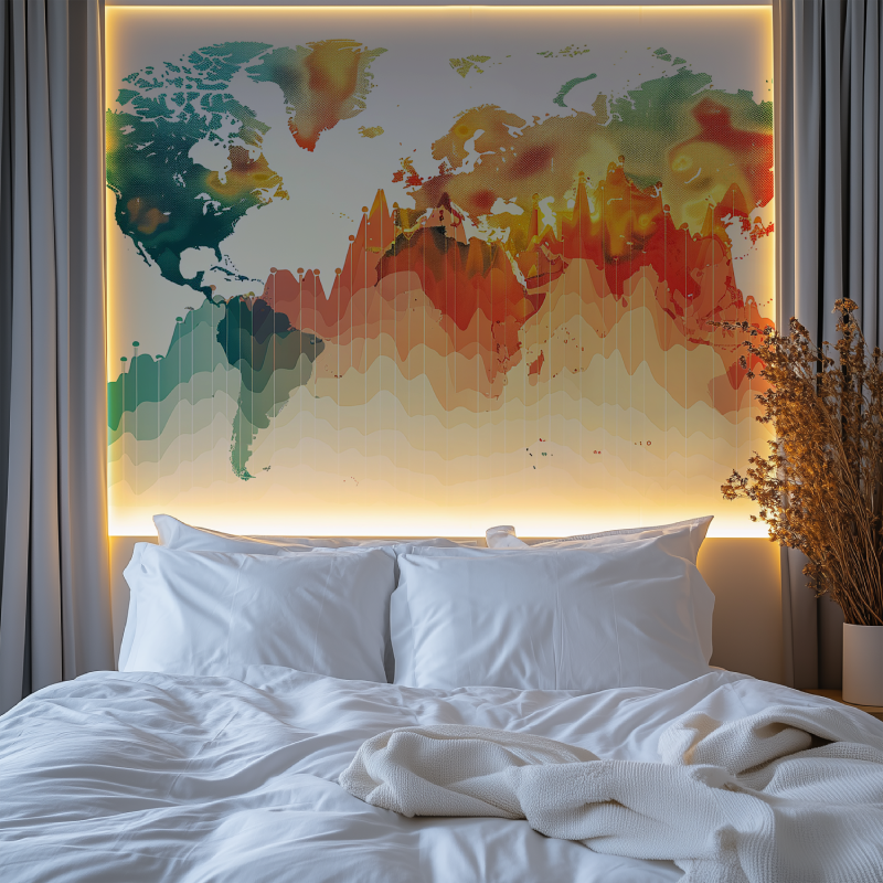 Papier peint carte du monde design aquarelle chambre premium