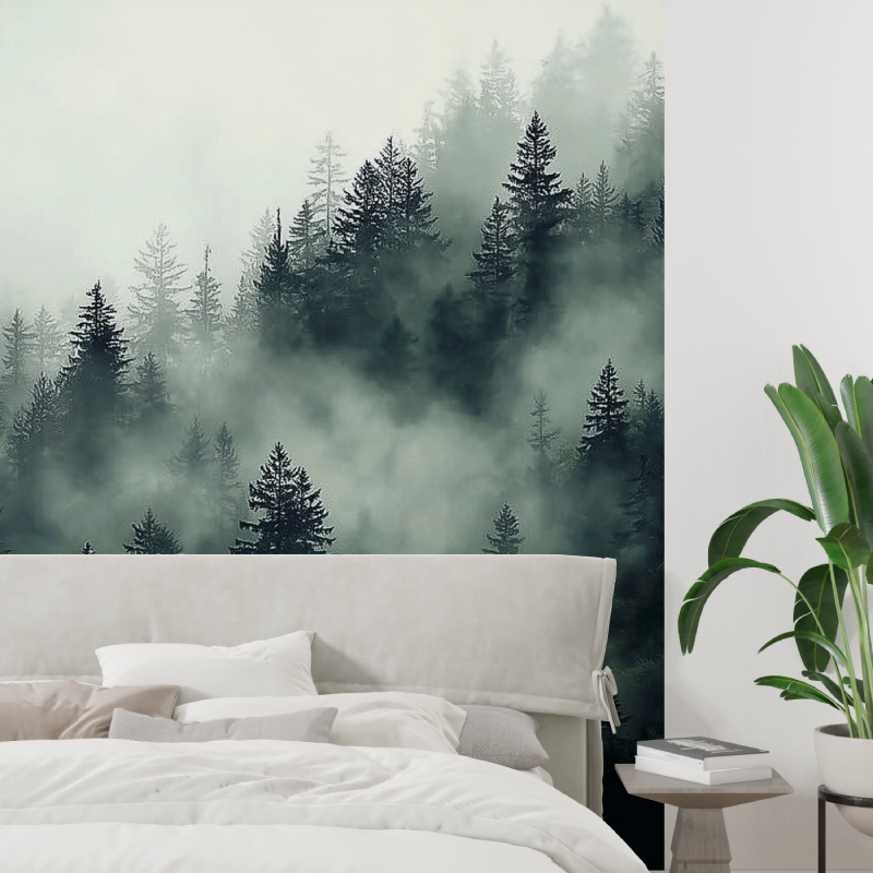 Mist forest mural wallpaper tapisserie tendance