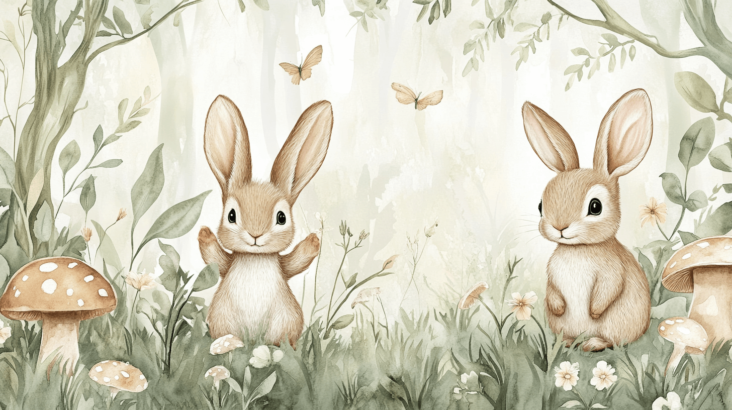 Papier Peint Lapin Et Forêt Enchantée