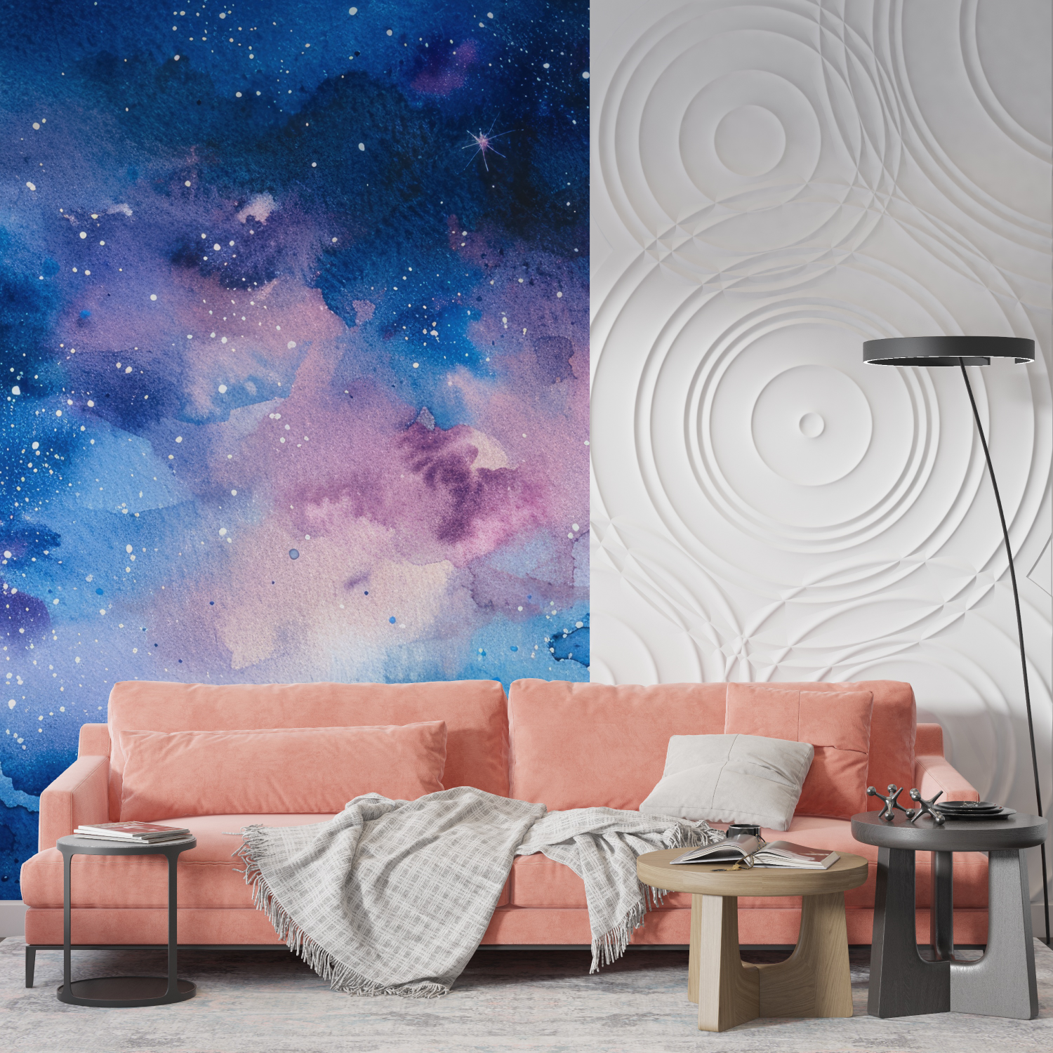 Papier peint aquarelle ciel ados mur