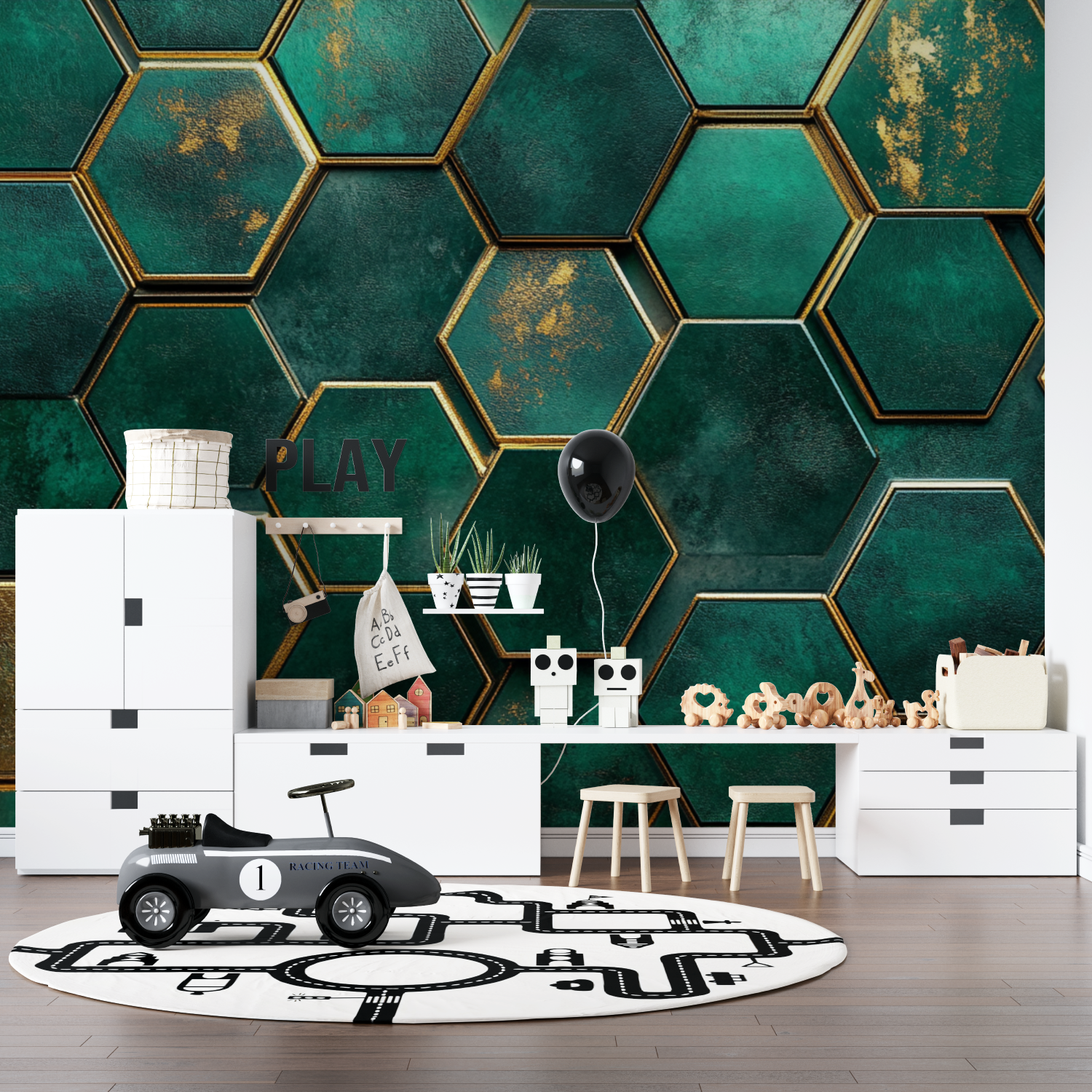 Papier peint effet neon gaming room pano anime