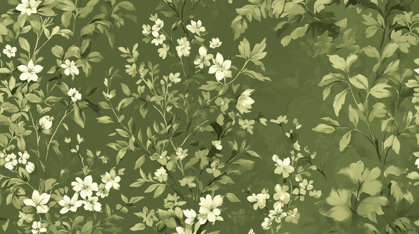 Papier Peint Vintage Floral Vert