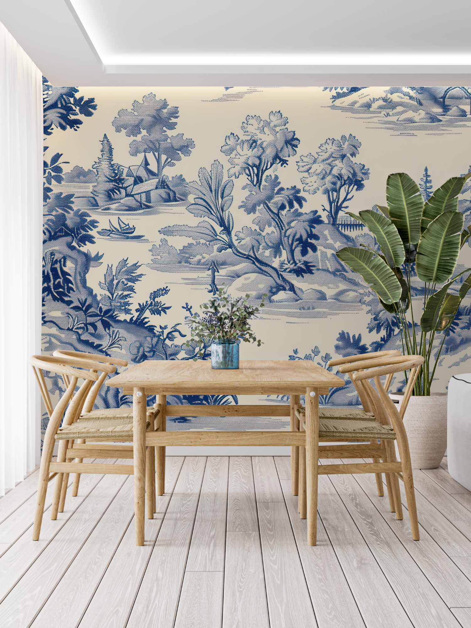 Papier Peint Motif Toile De Jouy - panoramique tendance
