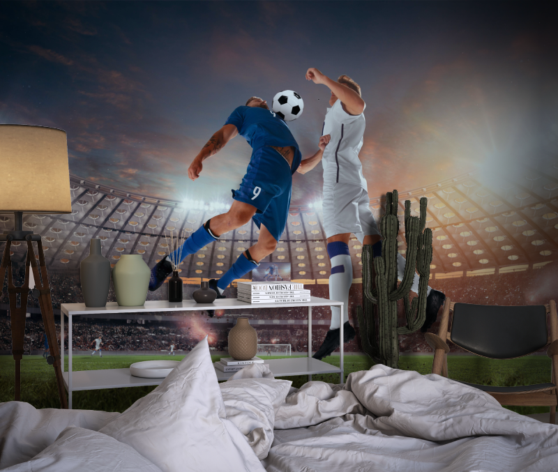 Papier peint joueurs de foot chambre dado1