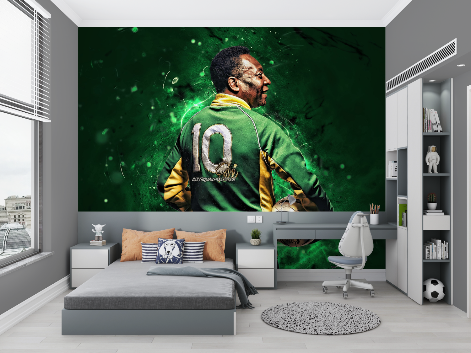 Papier peint foot vestiaire chambre petit