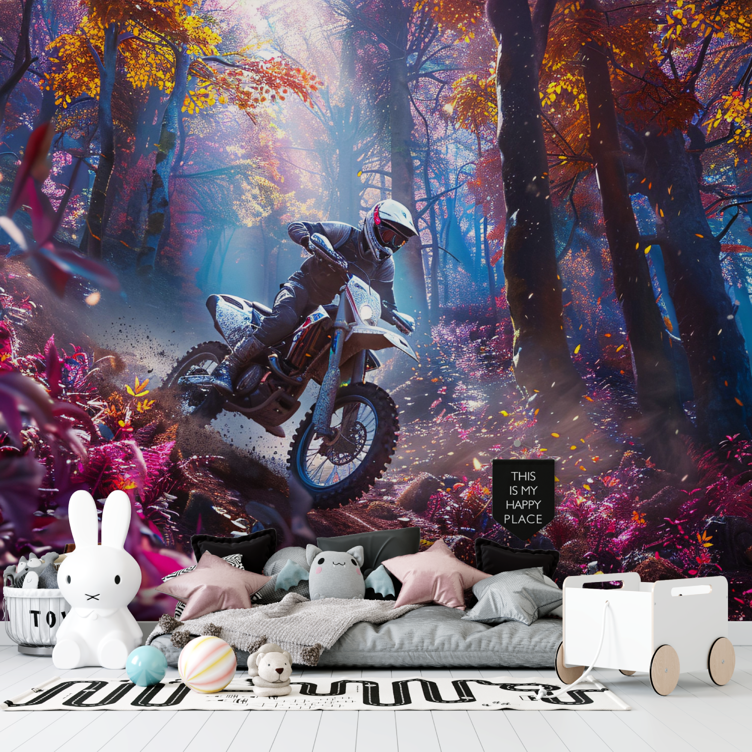 Papier peint moto idee deco tapisserie garcon