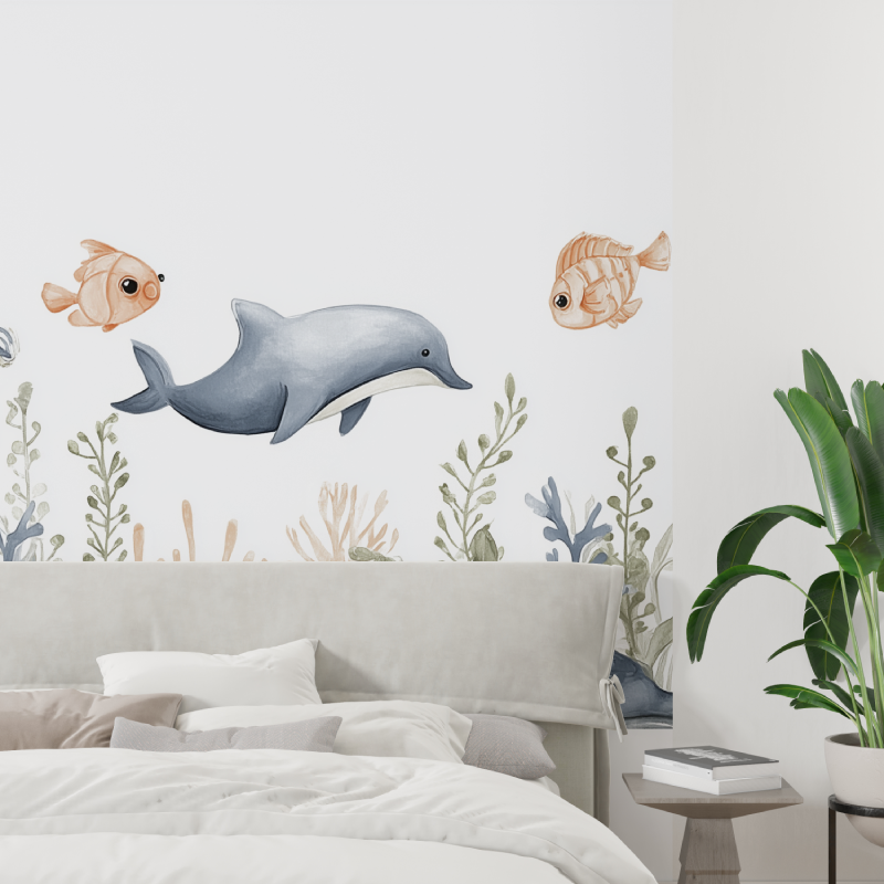 Watercolor see animals for kids...lpaper tapisserie tendance
