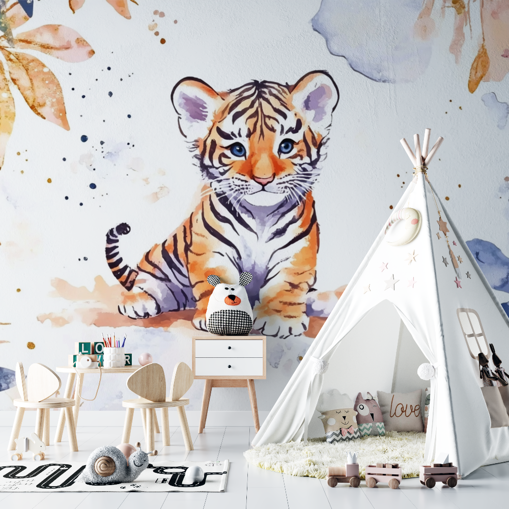 Papier peint tigre et ambiance feerique chambre bebe
