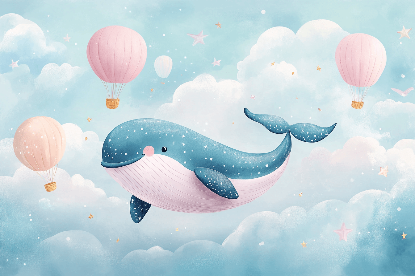 Papier Peint Marin Nuage Coton Baleine