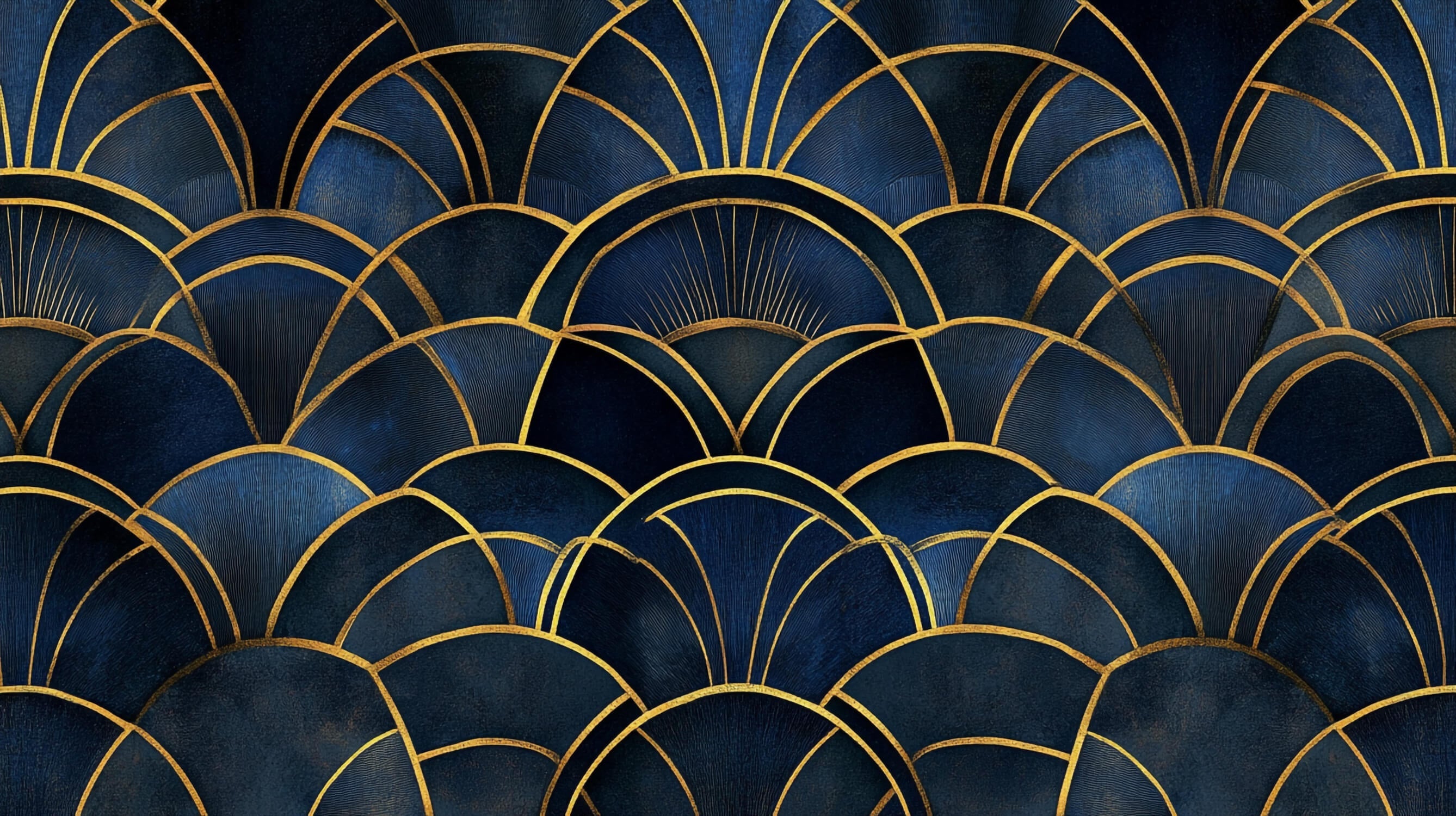 Papier Peint Art Déco Bleu Or