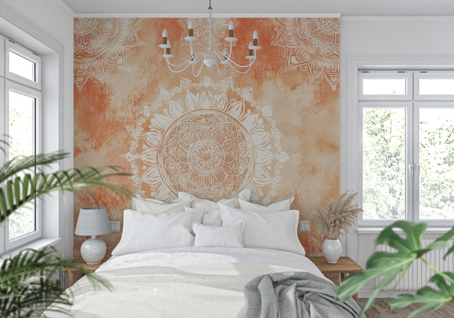 Papier peint terracotta boho chic tendance mur