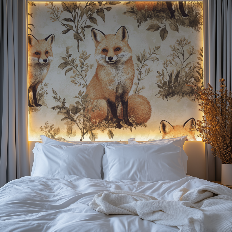 Papier peint vintage renard chambre tendanc