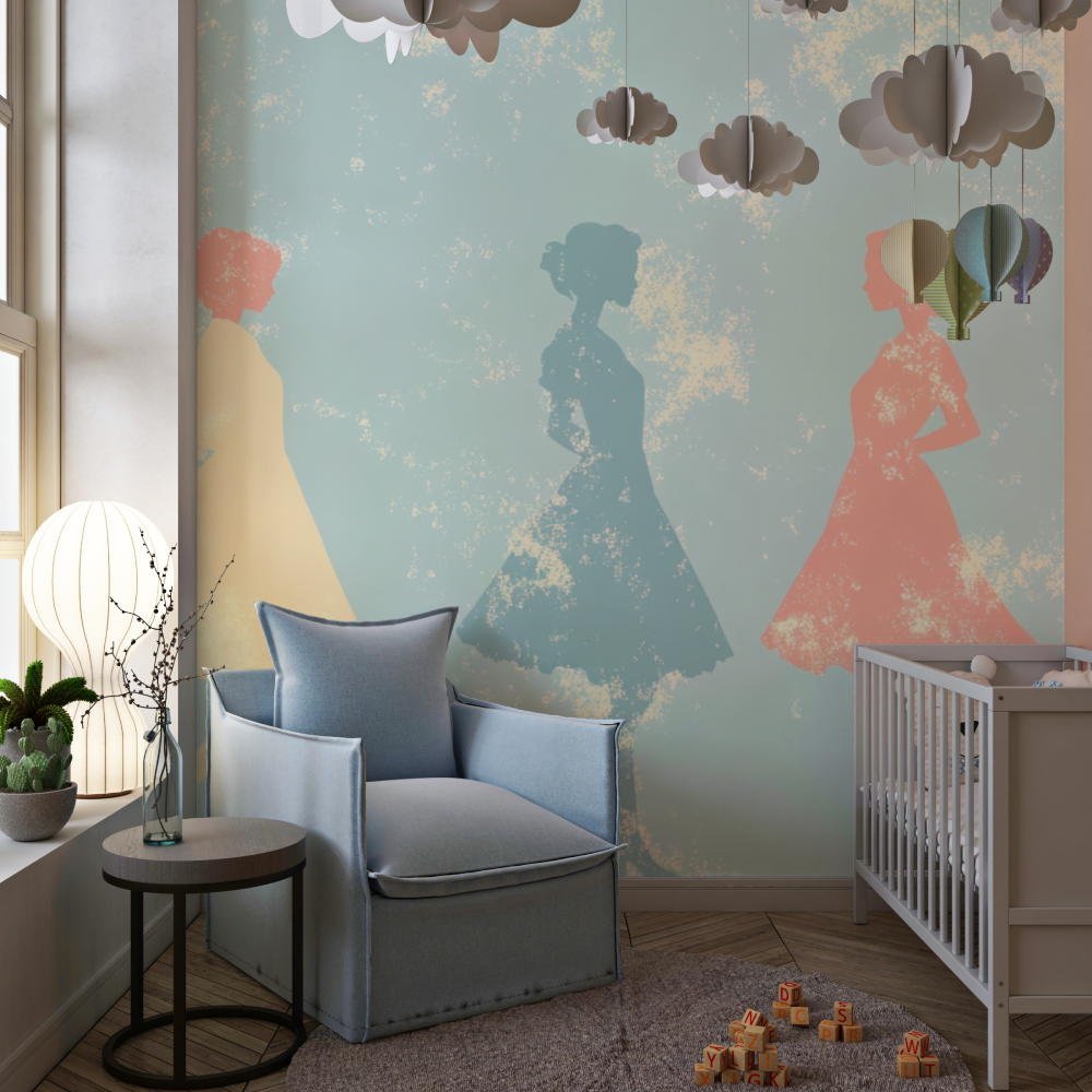 Papier peint vintage fille chambre de fille