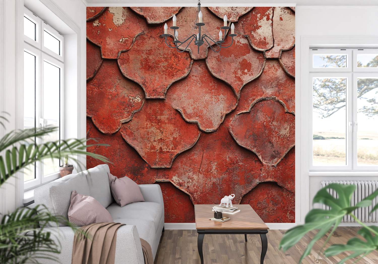 Papier peint terracotta style marocain panoramique mur