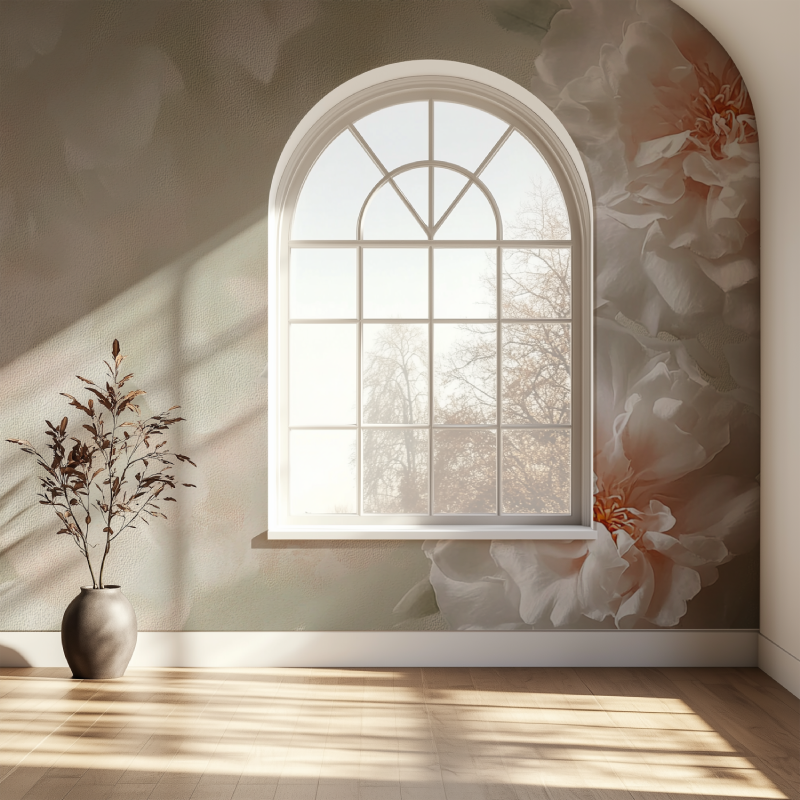 Papier peints vintage fleurs fenetre papier