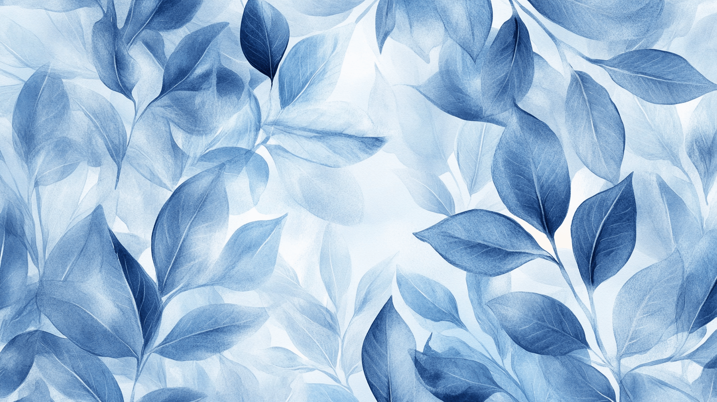 Papier Peint Aquarelle Feuilles Bleues Abstraites